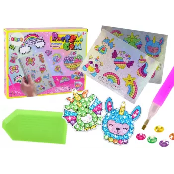 LEAN TOYS „Pasidaryk pats“ deimantinių lipdukų rinkinys – įvairūs raštai, spalvingi lipdukai