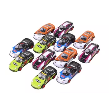 LEAN TOYS Sportinių automobilių rinkinys 1:55 su inercine pavara, 12 spalvingų vienetų