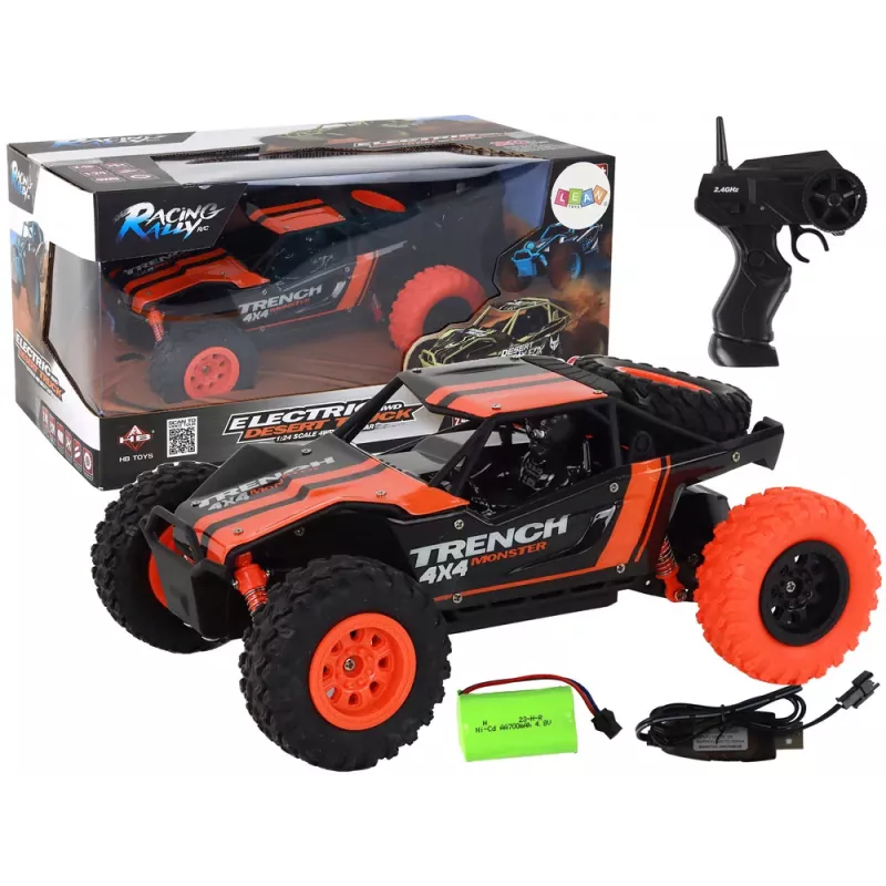 LEAN TOYS nuotoliniu valdymu visureigis R/C 1:24 oranžinis