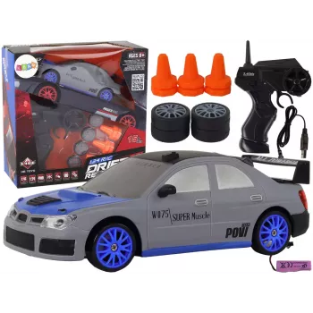 LEAN TOYS nuotolinio valdymo sportinis automobilis R/C 1:24 pilkas su keičiamais ratais