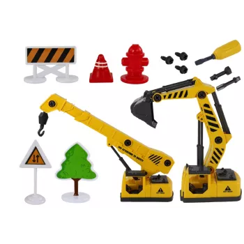 LEAN TOYS Construction Vehicles Sound Light 1:12 DIY Concrete Mixer Crane Excavator