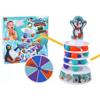 LEAN TOYS Arkadinis žaidimas Pingvinų kamuoliukai Slydimo bokštas