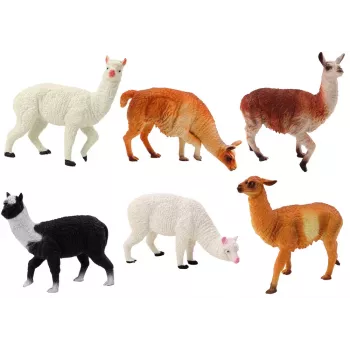 LEAN TOYS Set of Alpaca Llama Farm Set Figures 6 pcs. Mix