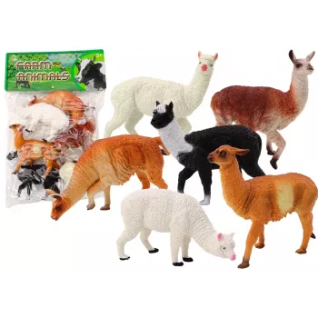 LEAN TOYS Set of Alpaca Llama Farm Set Figures 6 pcs. Mix
