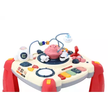 LEAN TOYS Interaktyvus edukacinis stalas vaikams su pianinu Space Red