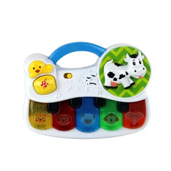 LEAN TOYS Mažas pianinas vaikams su gyvūnų garsais, šviesomis ir melodijomis