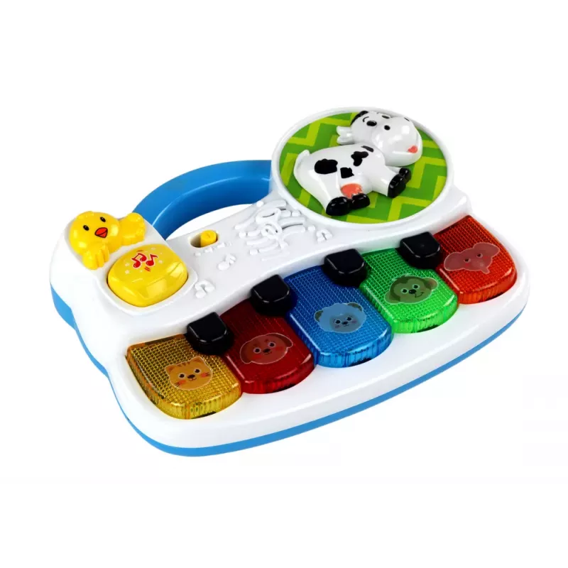 LEAN TOYS Mažas pianinas vaikams su gyvūnų garsais, šviesomis ir melodijomis