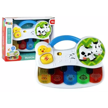 LEAN TOYS Mažas pianinas vaikams su gyvūnų garsais, šviesomis ir melodijomis