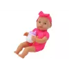LEAN TOYS Baby Doll su rožiniais drabužiais, galvos juostele ir maitinimo aksesuarais