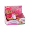 LEAN TOYS Baby Doll su rožiniais drabužiais, galvos juostele ir maitinimo aksesuarais