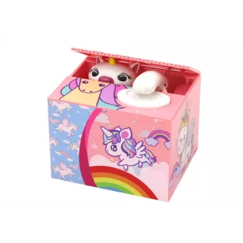LEAN TOYS Piggy Bank Unicorn Learning to Save Unicorn Pink Melody