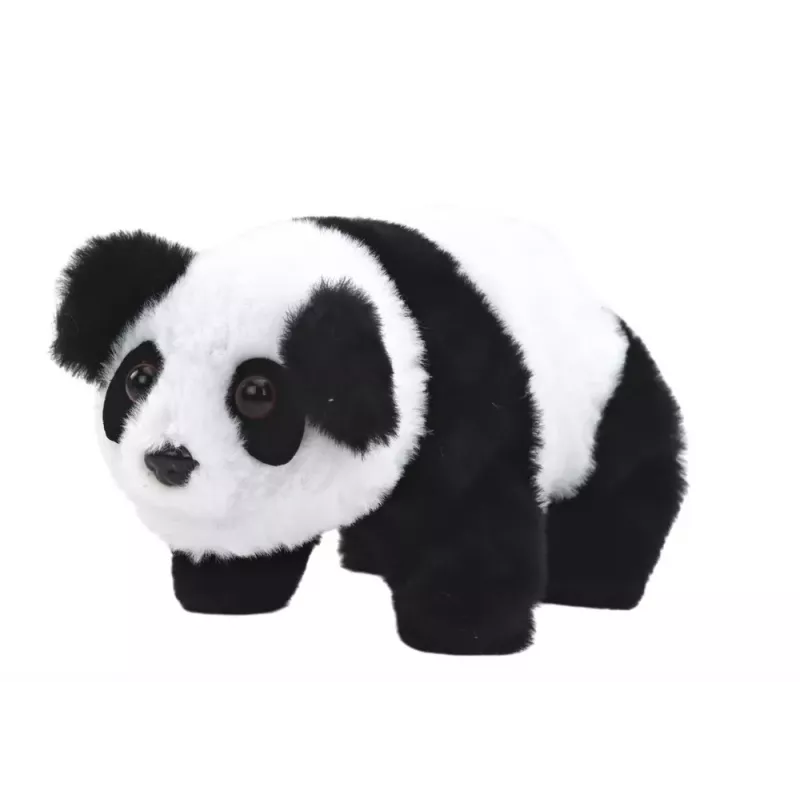Interaktyvus pliušinis panda su rožiniu-mėlynu transporteriu LEAN TOYS 17613