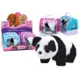 Interaktyvus pliušinis panda su rožiniu-mėlynu transporteriu LEAN TOYS 17613