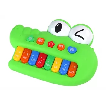 LEAN TOYS Educational Musical Piano Organ, Green Crocodile, Sounds of Light