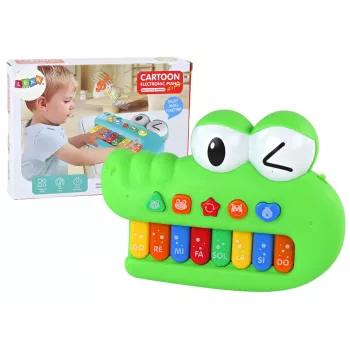 LEAN TOYS Educational Musical Piano Organ, Green Crocodile, Sounds of Light