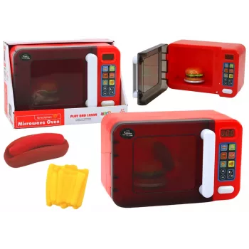 LEAN TOYS Microwave Oven Toy Microwave Red Accessories