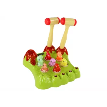 LEAN TOYS Wack-A-Mole žaidimas Dinozaurai lenta du plaktukai žalia šviesa garsas