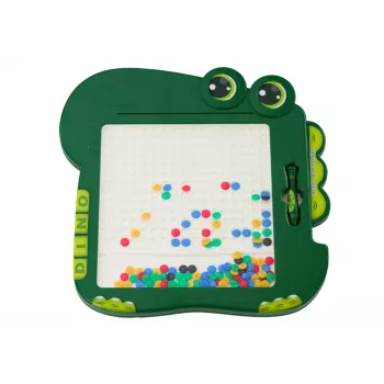 LEAN TOYS Edukacinė magnetinė lenta Dinozaurų piešimo galvosūkis, žalia