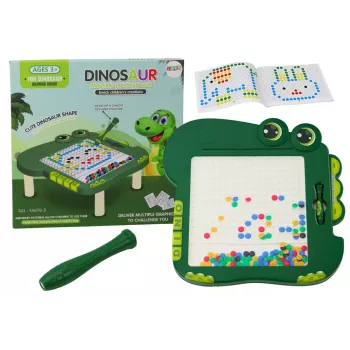 LEAN TOYS Edukacinė magnetinė lenta Dinozaurų piešimo galvosūkis, žalia