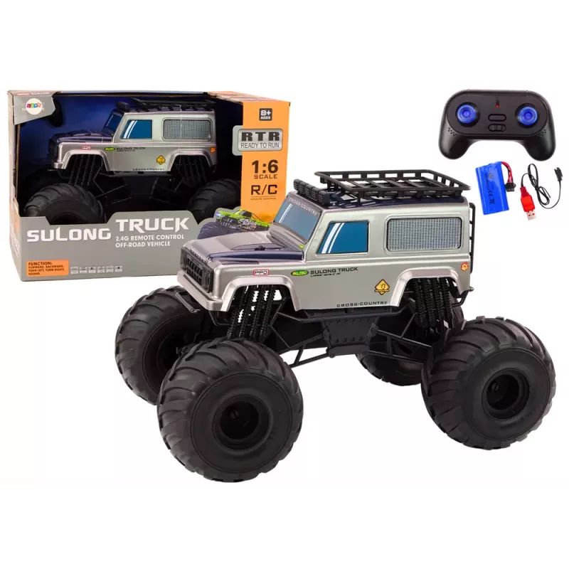 LEAN TOYS Didelis visureigis nuotoliniu valdymu SUV 2.4G RC 1:6 Pilka