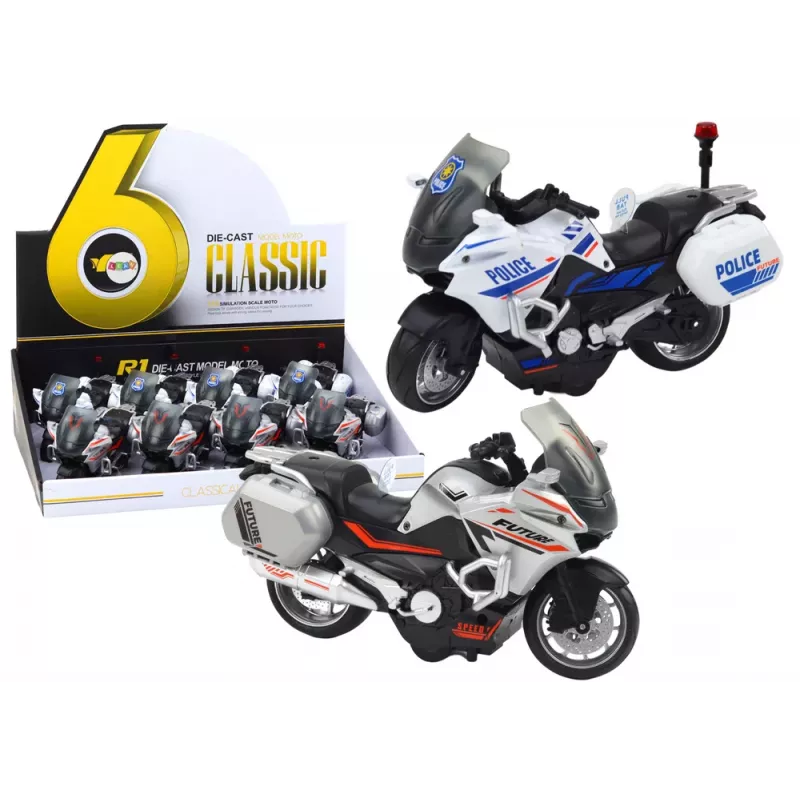 LEAN TOYS Policinis sportinis motociklas su inercine pavara, mastelis 1:10