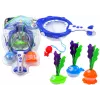 LEAN TOYS Vonios žaislų dėžė su kiaurymėmis 2in1 Ryklys su žuvimi ir dumbliais