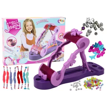LEAN TOYS Kūrybinis papuošalų gamybos mašinos rinkinys su siuvinėjimo siūlais ir karoliukais