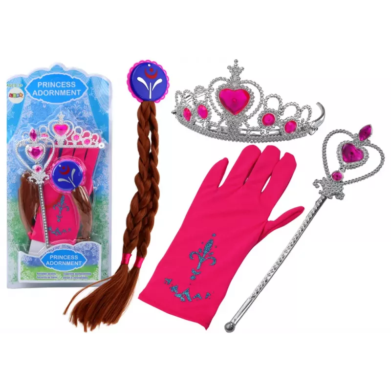 LEAN TOYS Little Princess Accessories Set Wand Glove Crown Braids