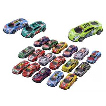 LEAN TOYS Automobilių rinkinys, Spyruoklinės spyruoklės, Sportiniai lenktyniniai automobiliai 1:64, 20 vnt.