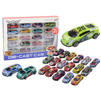 LEAN TOYS Automobilių rinkinys, Spyruoklinės spyruoklės, Sportiniai lenktyniniai automobiliai 1:64, 20 vnt.