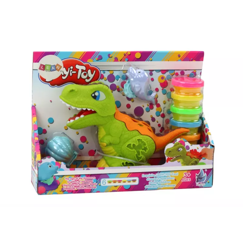 LEAN TOYS Dinosaur Playdough Set 6 Colors Dolphin Molds Scallop
