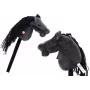 LEAN TOYS Pliušinis arkliukas ant lazdos Ilgaplaukis arklys Juodas su garsais