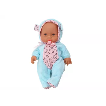 LEAN TOYS Small Baby Doll su drabužiais, kepure, lankeliu, ausytėmis, mėlyna