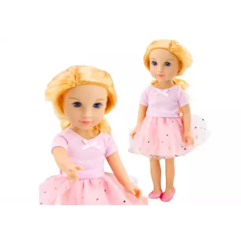 LEAN TOYS Lėlė su tiulio suknele, rožinė, šviesiais plaukais