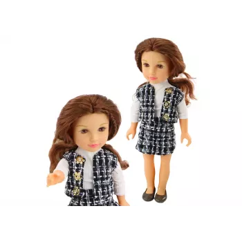 LEAN TOYS Steffi Love lėlė su elegantiška languota apranga, rudais plaukais