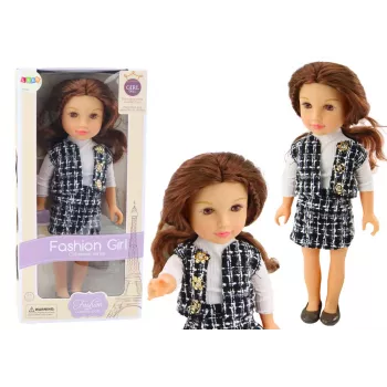 LEAN TOYS Steffi Love lėlė su elegantiška languota apranga, rudais plaukais