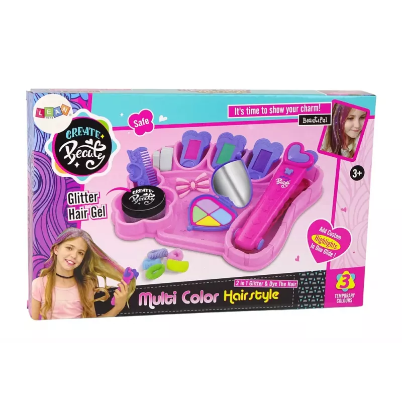 LEAN TOYS Kreideliai Plaukų Dažymui, Spalvingi Akcentai, Tiesintuvas, Aksesuarai