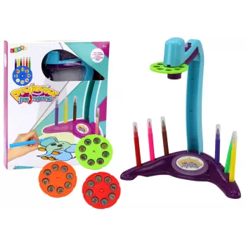 LEAN TOYS Piešimo projektorius su 3 keičiamais diskais ir rašikliais, violetinis