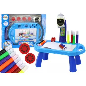 LEAN TOYS Piešimo projektorius su staliuku Mėlynas