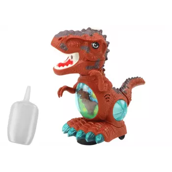 LEAN TOYS Dinozauras šokantis su kliūčių jutikliu, šviesomis ir garsais, ruda spalva