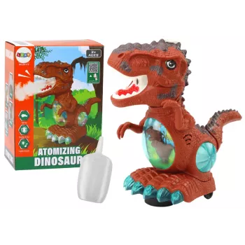 LEAN TOYS Dinozauras šokantis su kliūčių jutikliu, šviesomis ir garsais, ruda spalva