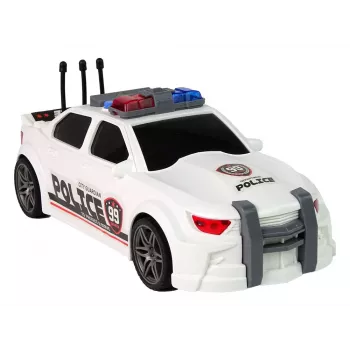 LEAN TOYS Sportinis automobilis su atidaromu bagažinės dangčiu, policijos šviesomis ir garsais, baltas, 1:16