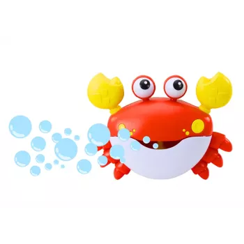 LEAN TOYS Red Crab Bubble Machine - Automatinis burbulų pūstuvas su muzika, siurbtukais, vidaus/lauko/vonios naudojimui