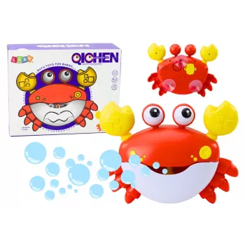 LEAN TOYS Red Crab Bubble Machine - Automatinis burbulų pūstuvas su muzika, siurbtukais, vidaus/lauko/vonios naudojimui