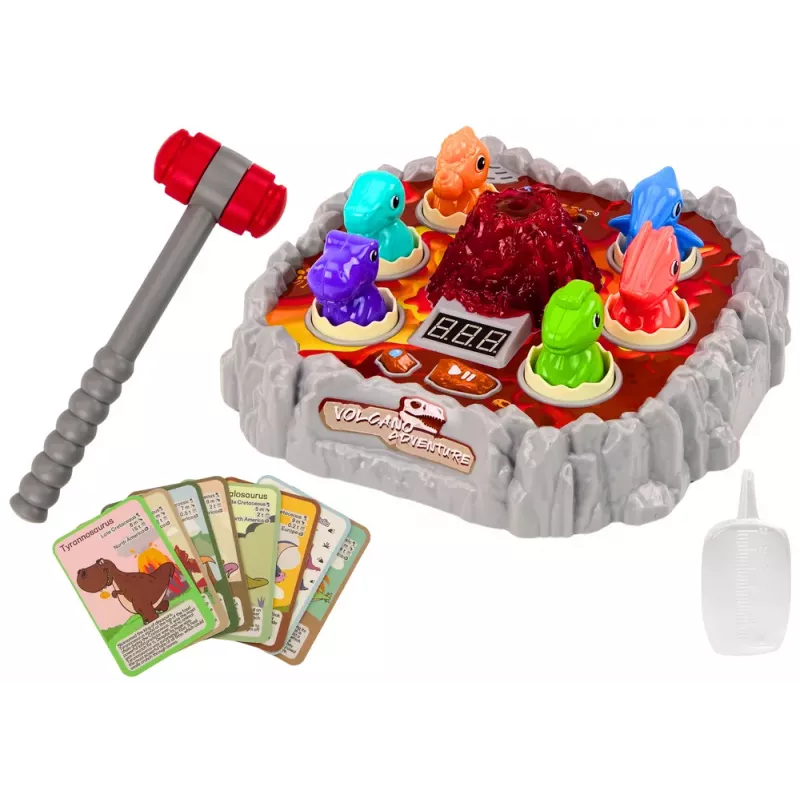 LEAN TOYS Arcade Game Wac A Mole Dinosaurs Volcano Smoke Effect Lights Sounds