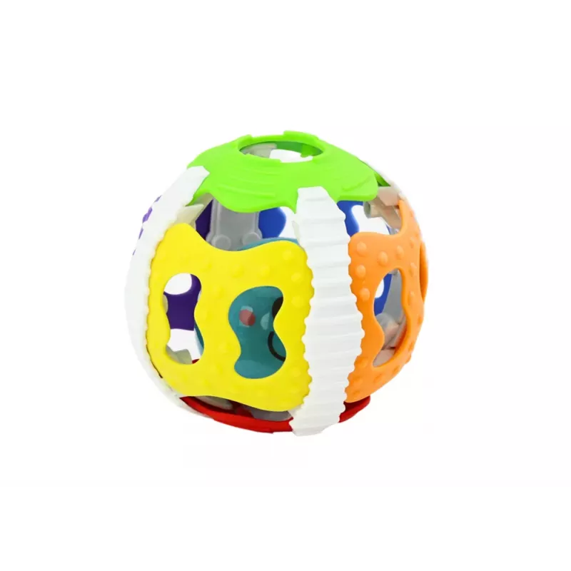 LEAN TOYS Sensorinis kamuoliukas kūdikiams, guminis, su šviesomis ir garsais, spalvingas