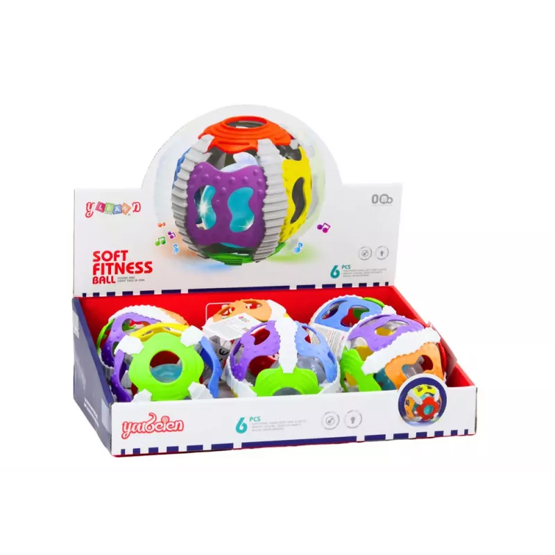 LEAN TOYS Sensorinis kamuoliukas kūdikiams, guminis, su šviesomis ir garsais, spalvingas