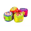 LEAN TOYS Minkštų kamuoliukų rinkinys Spalvingi lavinamieji barškučiai 4 vnt.