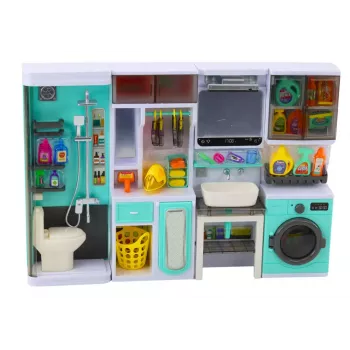 LEAN TOYS Bathroom Play Set 4in1 Shower Toilet Washing Machine Accessories