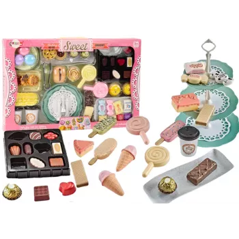 LEAN TOYS Conditerijos kavinės rinkinys Saldainiai Figūrėlės Kavos pyragas 50 vnt.